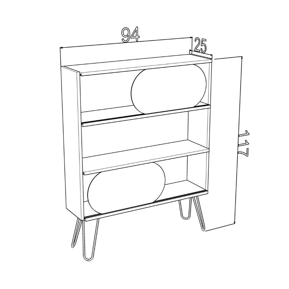 libreria 3 ripiani illia noce nero 94x25x117 mt190511, design lineare per uno stile contemporaneo ed elegante