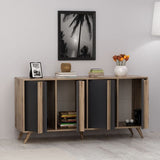 madia rilla 160 4 ante antracite noce, dettaglio delle maniglie e finitura del materiale