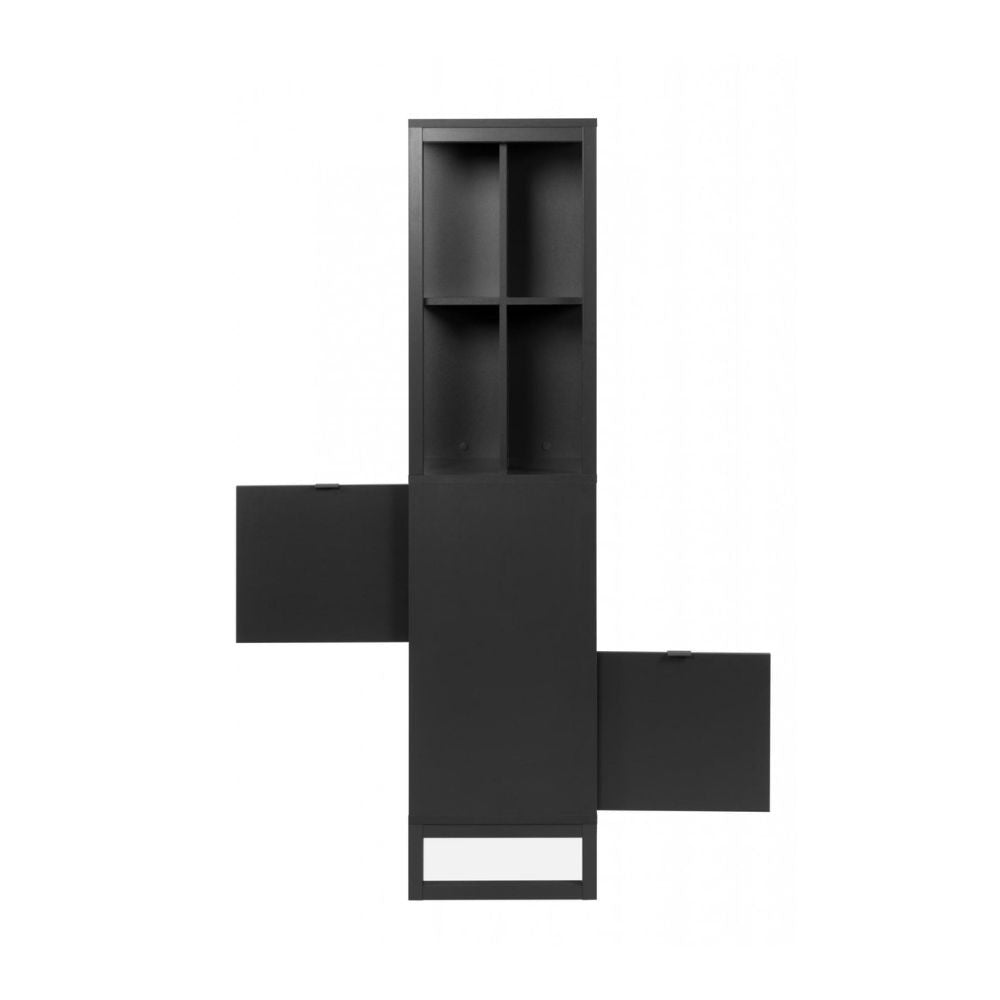 credenza a giorno sumatra20a antracite bifacciale, madia moderna per contenere stoviglie, tovaglie e oggetti decorativi