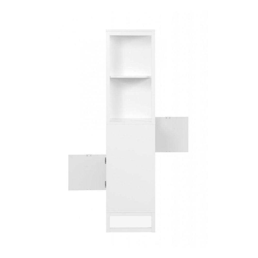 credenza a giorno sumatra20a bianca bifacciale, dettaglio delle maniglie e finitura del materiale