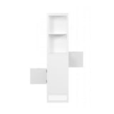 credenza a giorno sumatra20a bianca bifacciale, dettaglio delle maniglie e finitura del materiale