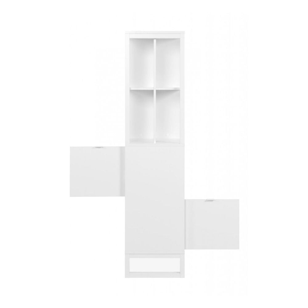 credenza a giorno sumatra20a bianca bifacciale, madia moderna per contenere stoviglie, tovaglie e oggetti decorativi