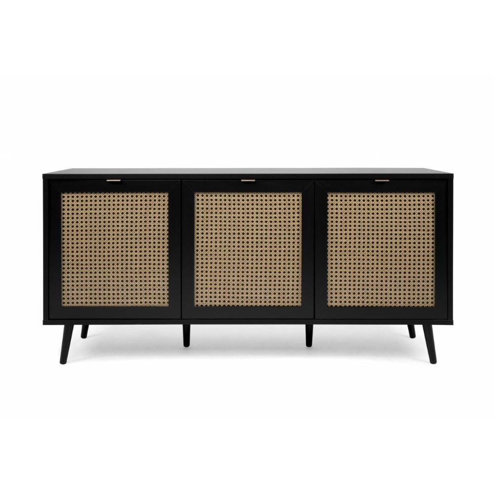 madia vienna51a 3 ante nera con frontali effetto vimini, design lineare per uno stile contemporaneo ed elegante