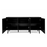 madia vienna51a 3 ante nera con frontali effetto vimini, perfetta per arredare con funzionalità ambienti living e cucina