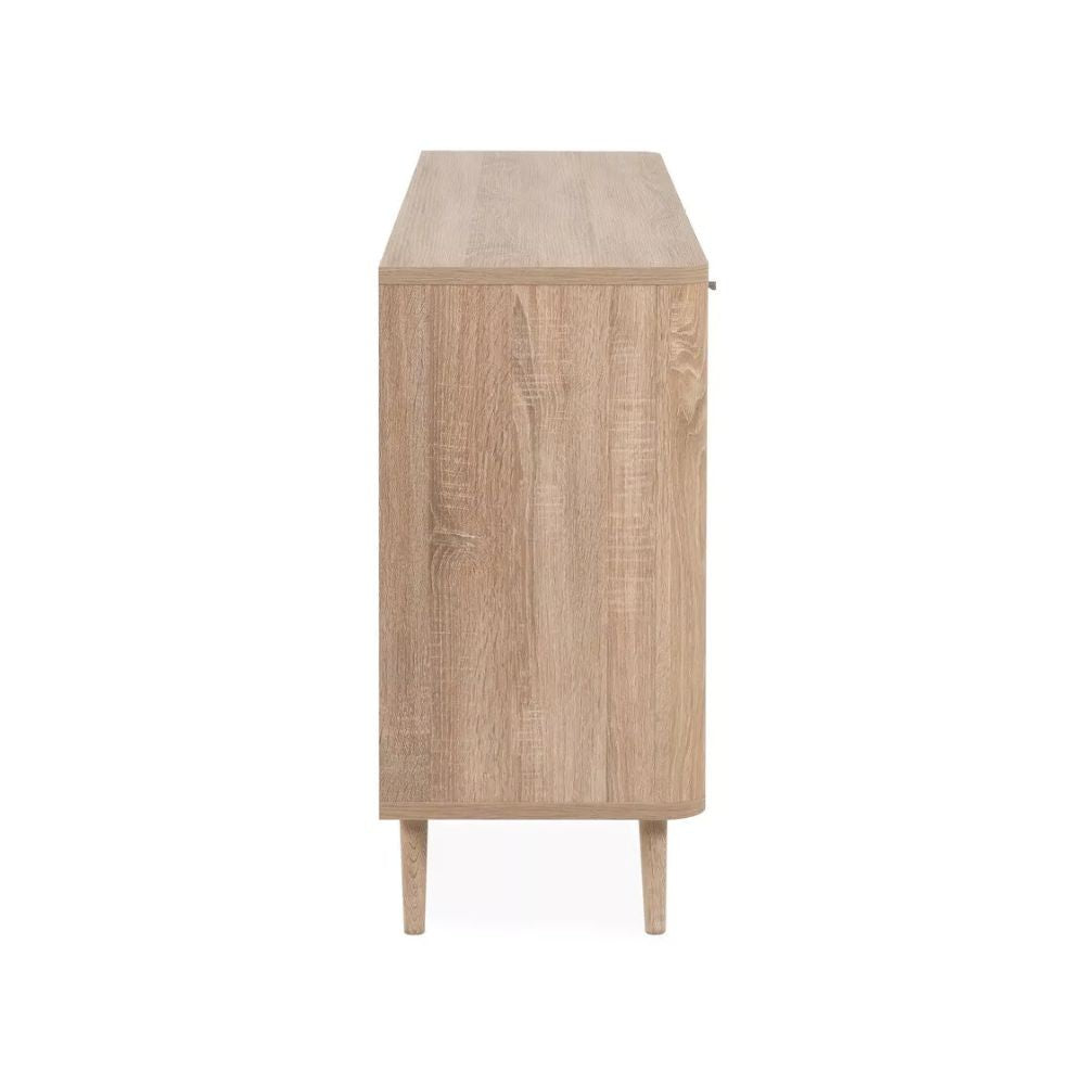 madia kuta51a rovere sonoma 3 cassetti e 3 ante effetto rafia, perfetta per arredare con funzionalità ambienti living e cucina