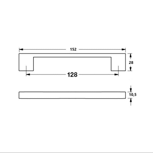 maniglia isil 128 mm colore nero, dettaglio della finitura e forma della maniglia