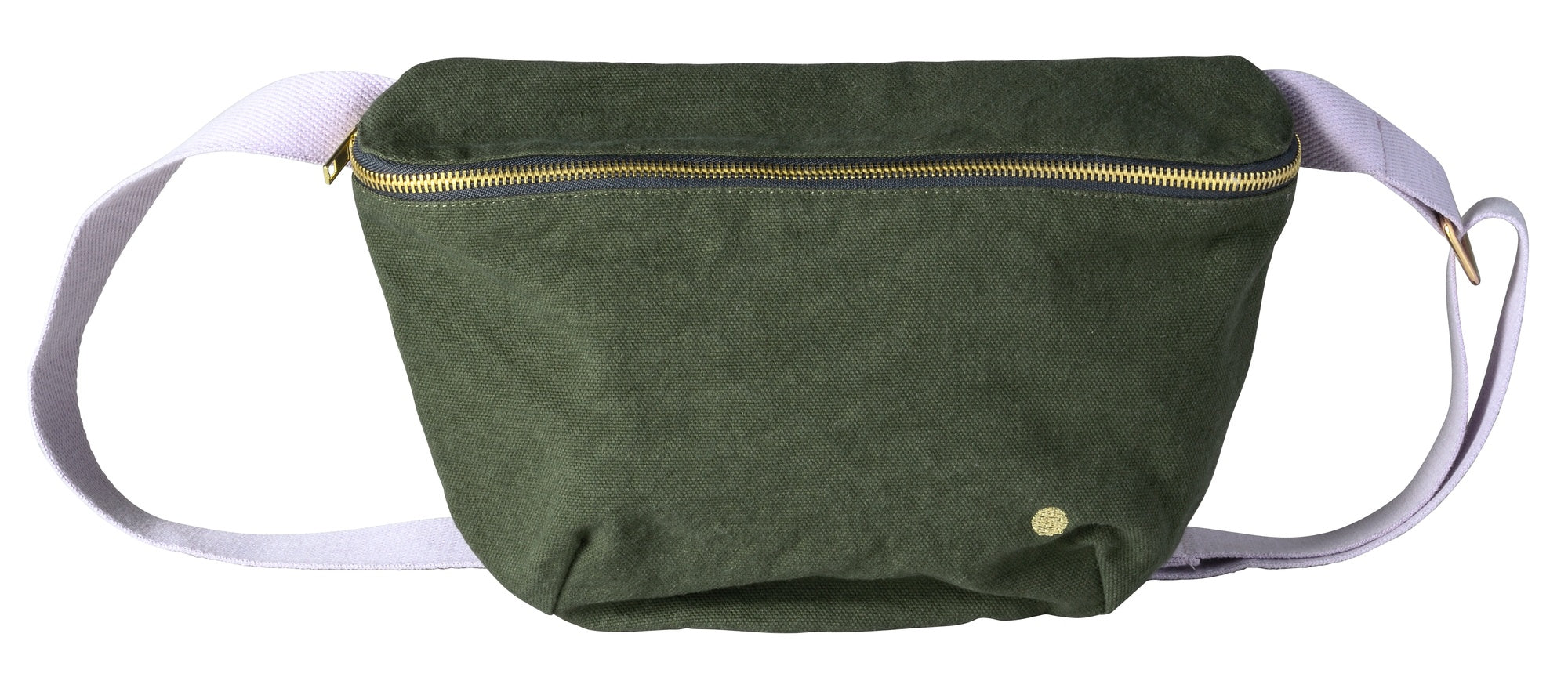 marsupio iona cavolo riccio, colore cavolo riccio, taglia 19 x 28. vista frontale del marsupio in tessuto naturale su fondo neutro