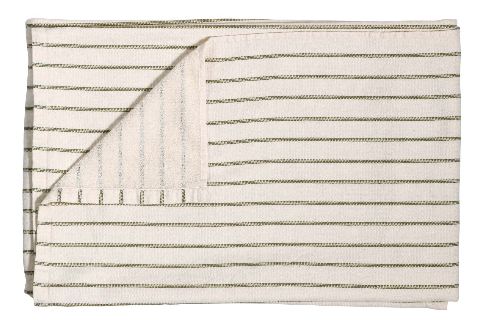 maxi telo da bagno marina muschio, colore muschio, taglia 160 x 100. telo da bagno piegato in modo ordinato su fondo bianco