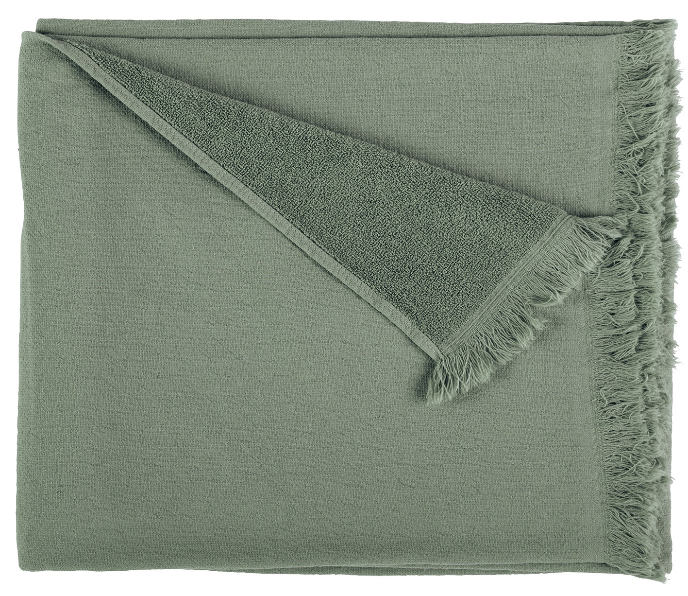 maxi telo da bagno luna verde detox, colore verde detox, taglia 160 x 100. telo da bagno piegato in modo ordinato su fondo bianco