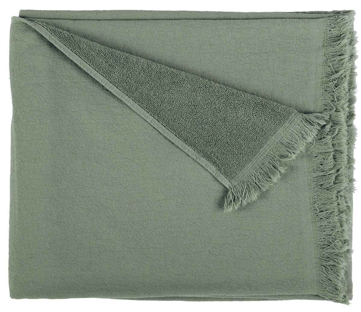 maxi telo da bagno luna verde detox, colore verde detox, taglia 160 x 100. telo da bagno piegato in modo ordinato su fondo bianco