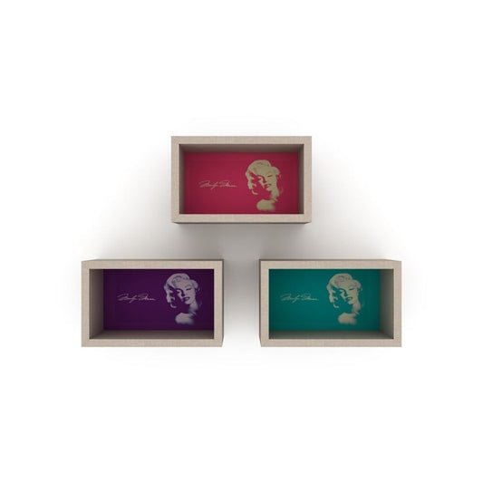 libreria pensile monroe composta da 3 quadri rf141104, mensola a muro per libri, oggetti decorativi o piante