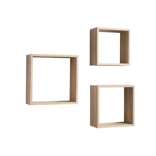 set 3 mensole da parete shelvy cub forma cubo colore sonoma, scaffale verticale con ripiani aperti per massima funzionalità