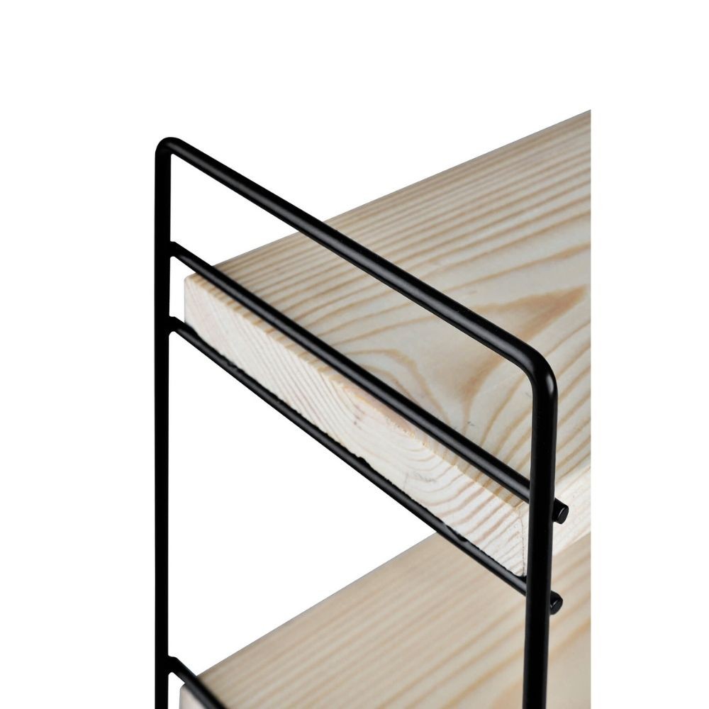 scaffale hobby 3 ripiani 40x13x40 nero asz1571, dettaglio dei supporti invisibili e fissaggio a parete