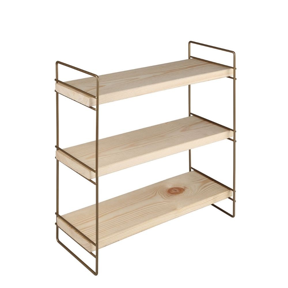 scaffale hobby 3 ripiani 40x13x40 bronzo asz1572, mensola a muro per libri, oggetti decorativi o piante