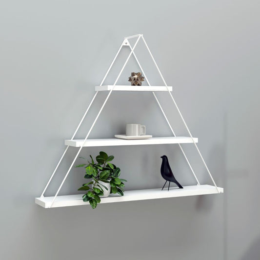 mensola triangolare 3 ripiani moset bianco totale mt191006, mensola a muro per libri, oggetti decorativi o piante
