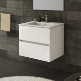 mobile bagno sospeso sevilla con 2 cassetti 60x44.6x52 cm colore bianco, mobile bagno moderno con lavabo integrato