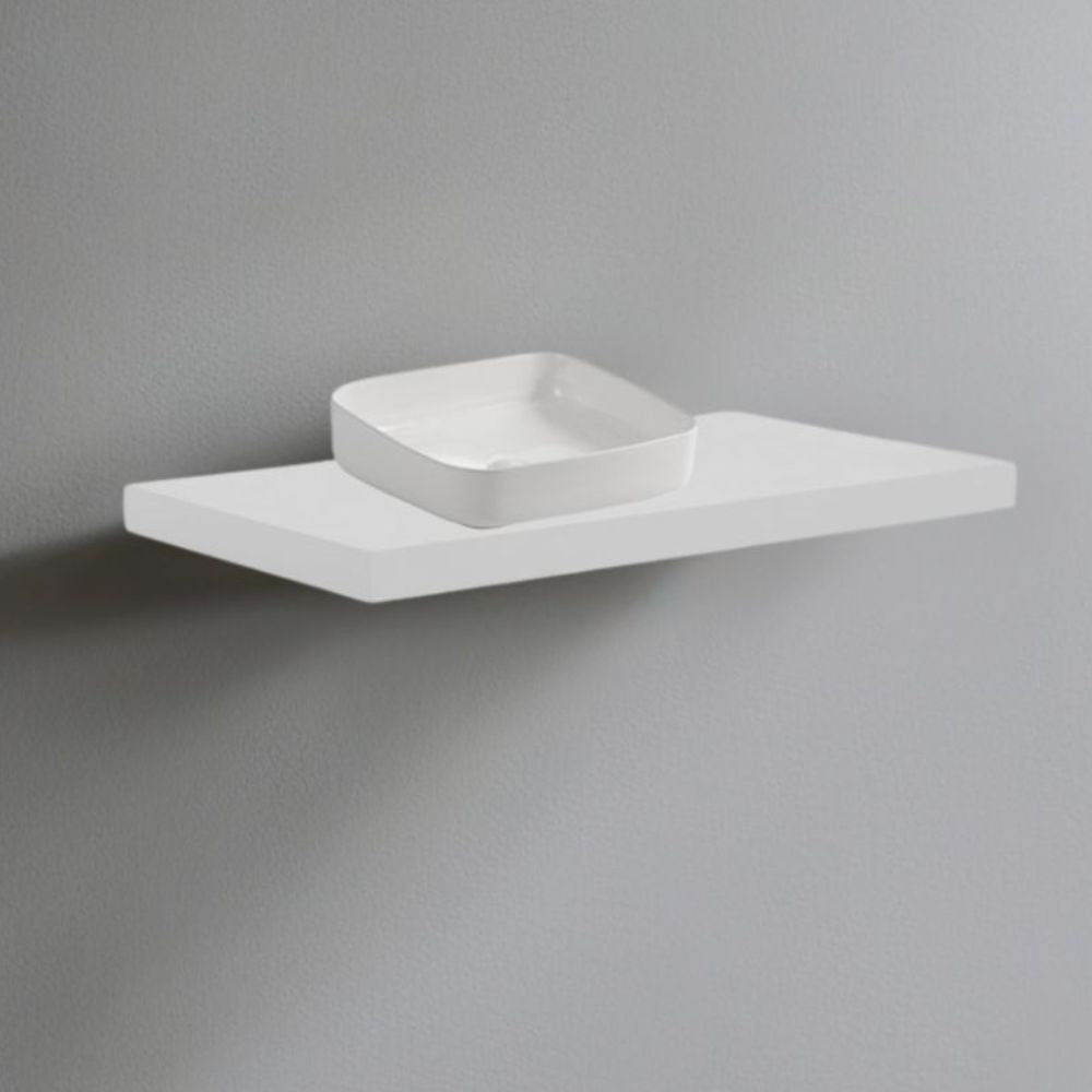 mensolone da bagno 100x47 con lavabo da appoggio colore bianco, mobile bagno moderno con lavabo integrato