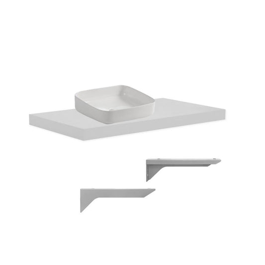 mensolone da bagno 100x47 con lavabo da appoggio colore bianco, dettaglio delle ante e finiture resistenti all’umidità