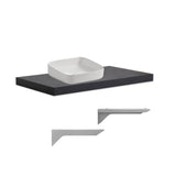 mensolone da bagno 100x47 con lavabo da appoggio colore antracite, dettaglio delle ante e finiture resistenti all’umidità