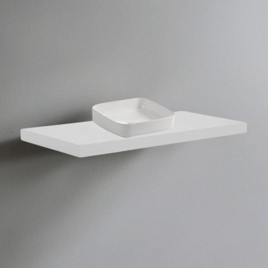 mensolone da bagno 120x47 con lavabo da appoggio colore bianco, mobile bagno moderno con lavabo integrato