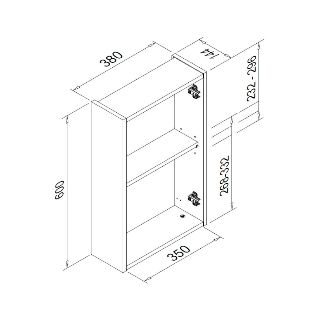 pensile bagno bianco solo2 con specchio anta reversibile, dettaglio delle ante e finiture resistenti all’umidità