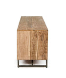 porta tv elmer in legno di acacia, 175x40x50 cm, vista ambientata in soggiorno o zona living