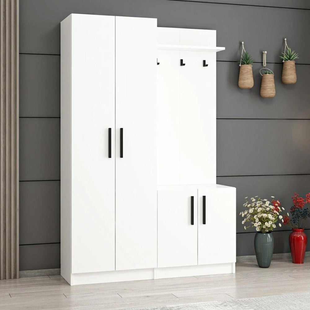 armadio ingresso dante con appendiabito colore bianco, mobile ingresso con appendiabiti e specchio