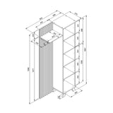 mobile ingresso medan 42a cannettato con specchio e 4 ripiani interni colore quercia e antracite, ambientazione d’arredo con il prodotto protagonista