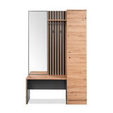 mobile ingresso medan 42b cannettato con 2 ante e panca colore quercia e antracite, ideale per ingressi stretti o zone di passaggio