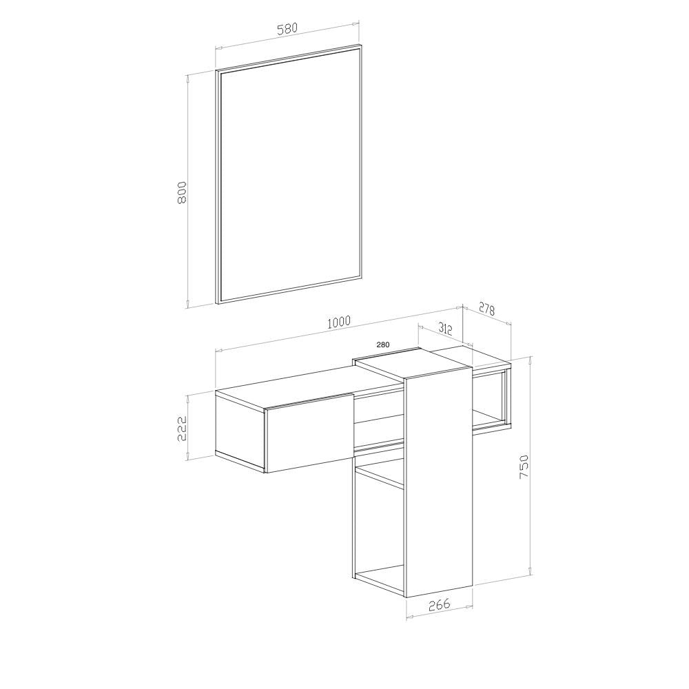 mobile ingresso sospeso mog con specchio colore cemento e bianco, perfetto per accogliere con stile all’ingresso di casa
