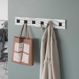 appendiabiti a muro flow 6 ganci colore bianco con dettagli neri, mobile ingresso con appendiabiti e specchio