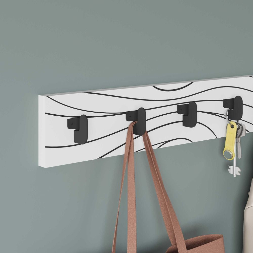 appendiabiti a muro flow 6 ganci colore bianco con dettagli neri, perfetto per accogliere con stile all’ingresso di casa