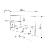 appendiabiti a muro harmon con mensole e 5 ganci colore retro grey, arredo funzionale per organizzare chiavi, scarpe e cappotti