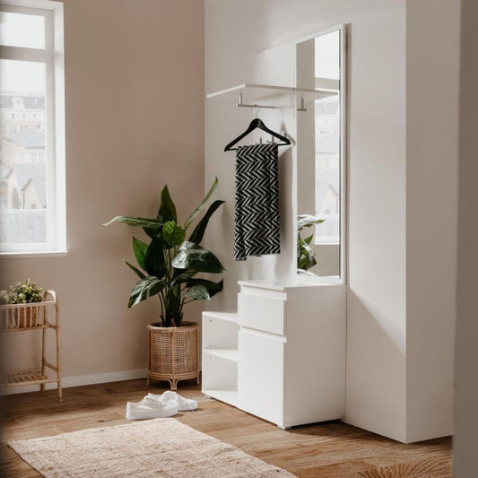 mobile ingresso image41b bianco con specchio, mobile ingresso con appendiabiti e specchio