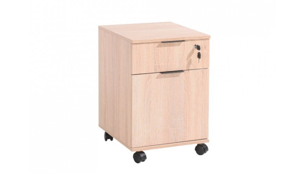 cassettiera da ufficio con ruote rkm311, dettaglio dei cassetti e spazi porta documenti