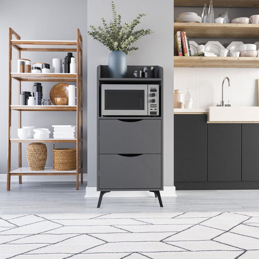 mobile multiuso gorki con cassetti e ripiano antracite, mobile multiuso compatto per lavanderia, cucina o ingresso