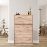 scarpiera nepo 3 scomparti colore rovere, mobile multiuso compatto per lavanderia, cucina o ingresso