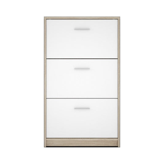 scarpiera nepo 3 scomparti colore struttura rovere e frontali bianchi, scarpiera salvaspazio con ante battenti o a ribalta