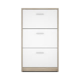 scarpiera nepo 3 scomparti colore struttura rovere e frontali bianchi, scarpiera salvaspazio con ante battenti o a ribalta