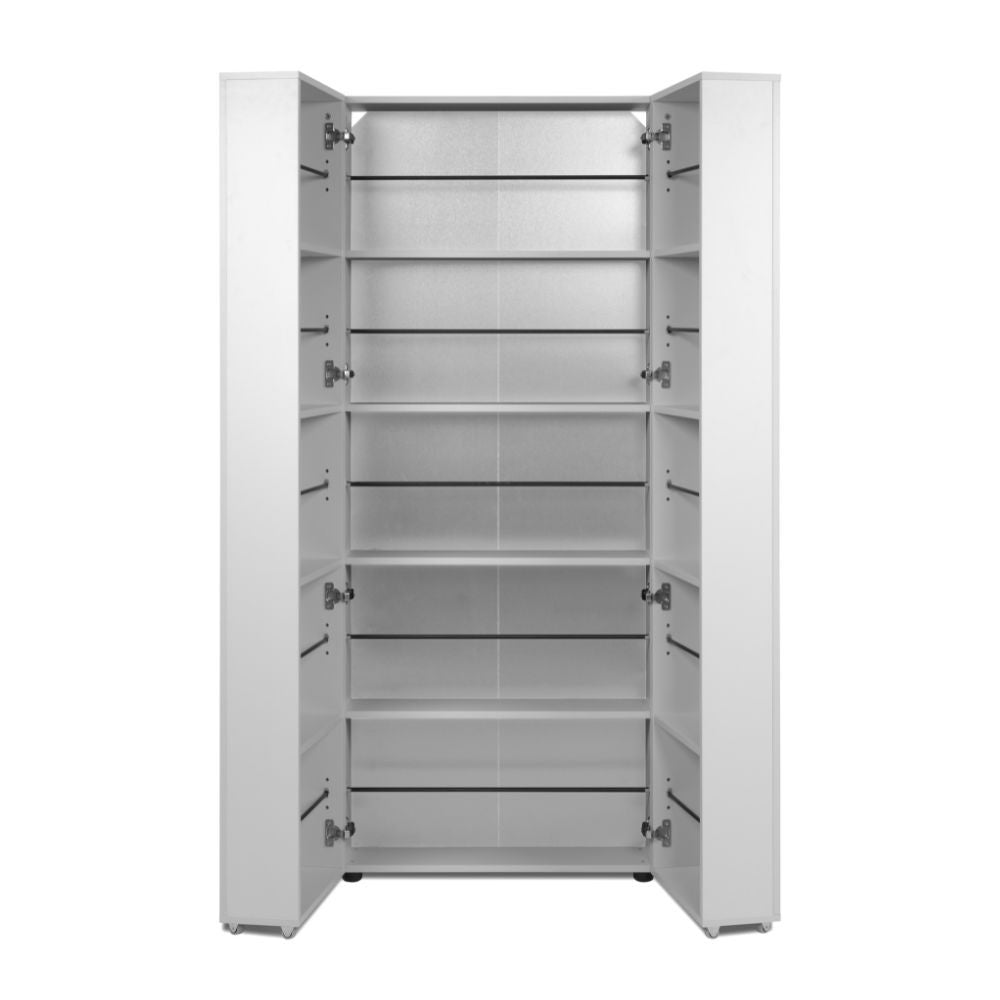 scarpiera lugo 02a con 2 ante e 5 scomparti colore bianco, mobile versatile per riporre scarpe, accessori e oggetti vari