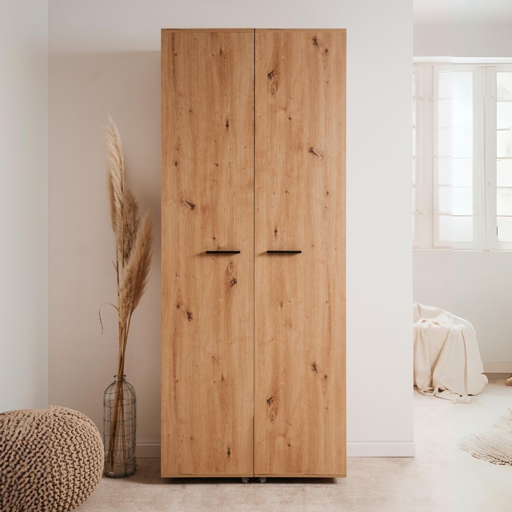 scarpiera lugo 02a con 2 ante e 5 scomparti colore quercia, scarpiera salvaspazio con ante battenti o a ribalta