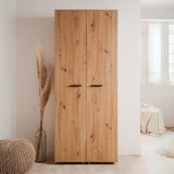 scarpiera lugo 02a con 2 ante e 5 scomparti colore quercia, scarpiera salvaspazio con ante battenti o a ribalta