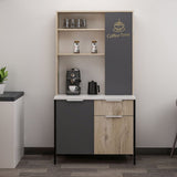 mobile multiuso andy 3 ante e 1 cassetto colore rovere chiaro e antracite, mobile multiuso compatto per lavanderia, cucina o ingresso