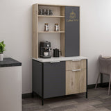 mobile multiuso andy 3 ante e 1 cassetto colore rovere chiaro e antracite, vista ambientata in corridoio o zona servizio