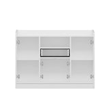 mobile multiuso arina con 4 ante 1 cassetto e nicchia a giorno colore bianco, mobile versatile per riporre scarpe, accessori e oggetti vari