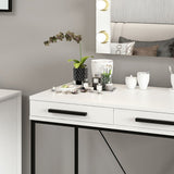 toeletta da trucco sane con 2 cassetti bianco con piedi neri e specchio con luci led lampadine escluse, ideale per tenere tutto in ordine anche negli spazi piccoli