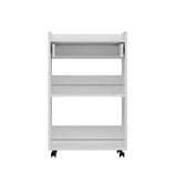 mobile multiuso liana con 2 nicchie a giorno e un cassetto colore bianco con rotelle, ripiani regolabili per adattarsi a ogni esigenza