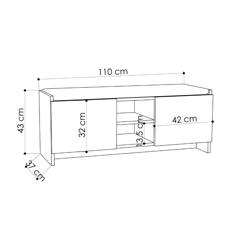 panca scarpiera con cuscino zulla cashmere con 2 ante e nicchia a giorno, finitura moderna e funzionale per ogni ambiente della casa