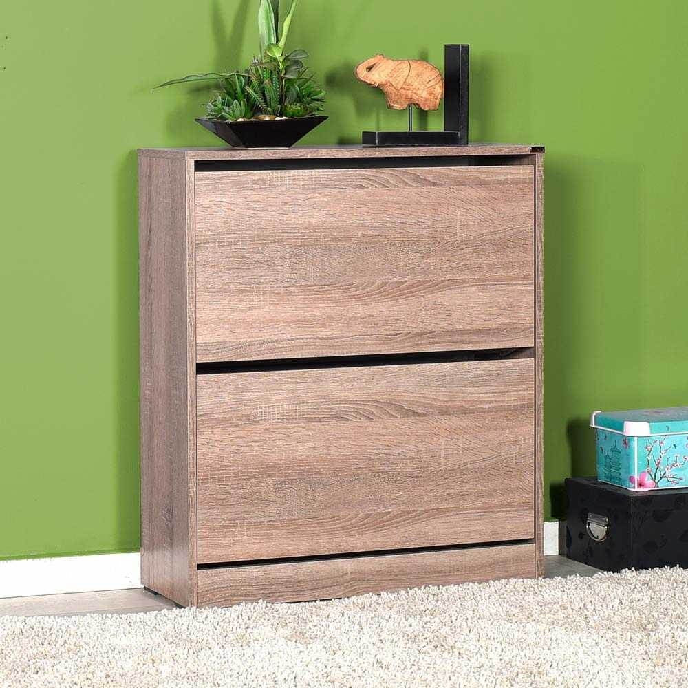 scarpiera shc520 a due ante a ribalta  rovere, scarpiera salvaspazio con ante battenti o a ribalta