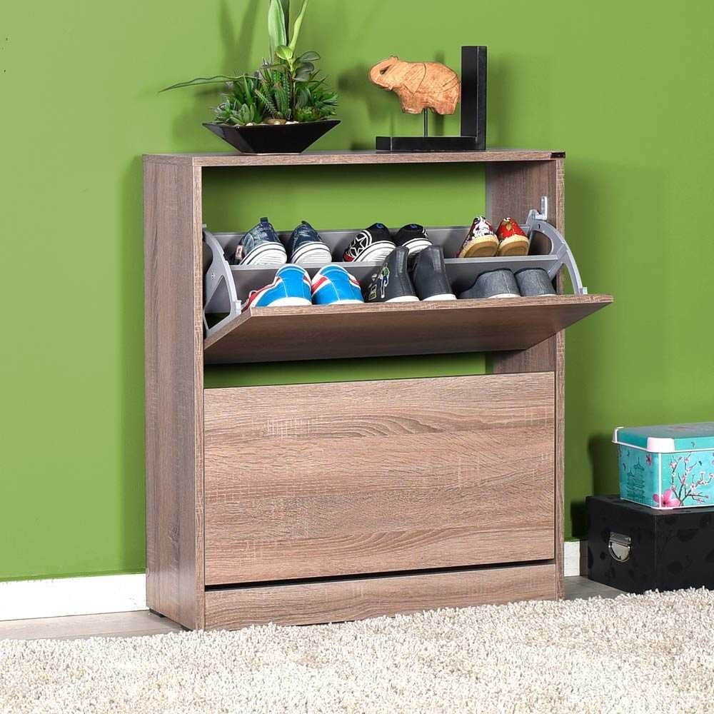 scarpiera shc520 a due ante a ribalta  rovere, vista ambientata in corridoio o zona servizio